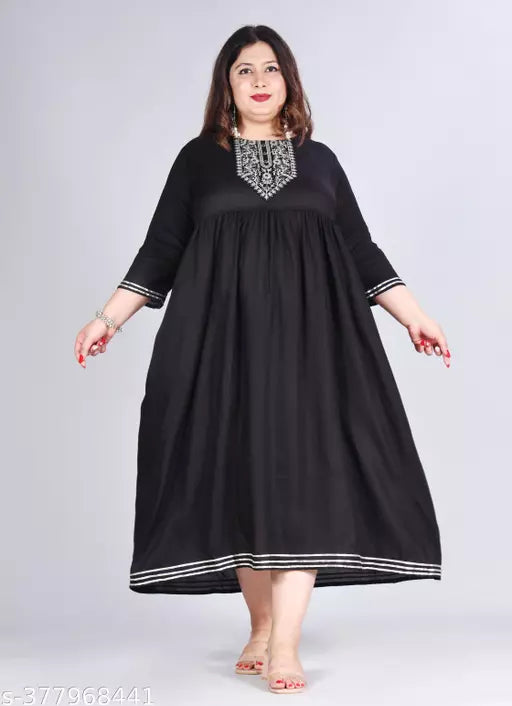 Fashion Zest Rayon Black Color Gown