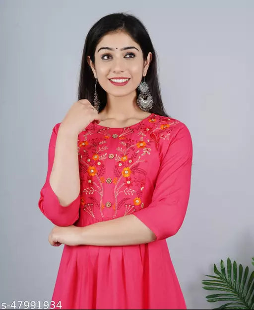 Shree Ganesh fashion's Rayon Anarkali Embroidered Kurti for women
