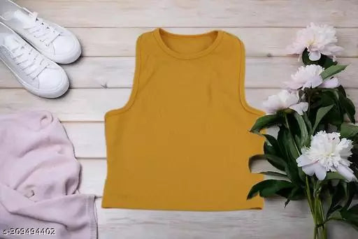 Women's Solid Cotton Rib Knit Crop Tank Top
