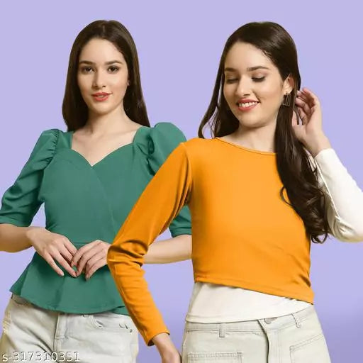 Clasic Casual Fashion Forward Women's Top - Pack of 2