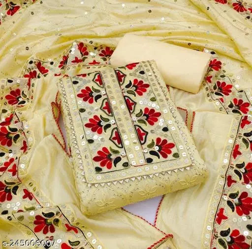 New Arrivals Party Wear Fancy Womens Chanderi Cotton Unstiched Salwar Suit And Dress Materials