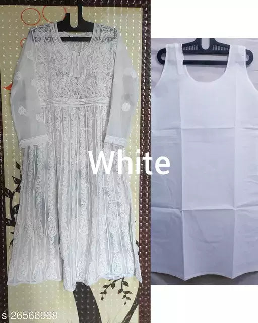 Handwork Chikankari Chiffon boota jaal with inner.