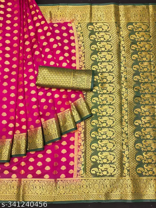 Morpich Fashion Nylon Banarasi Silk Same Border Saree