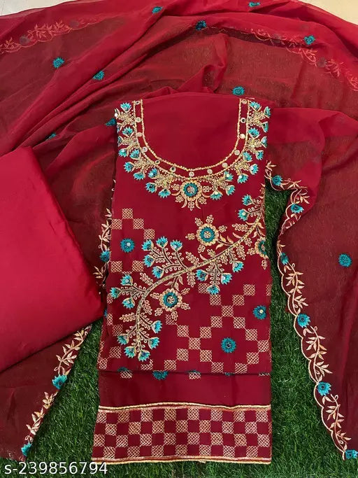 Georgette Party Wear Unstiched Salwar Suit And Dress Materials