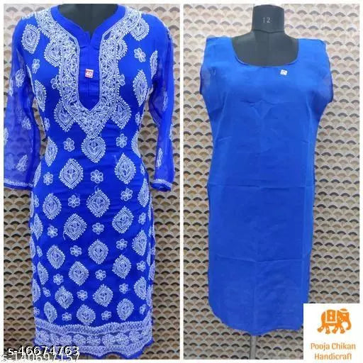 Handwork Chikankari Chiffon boota jaal with inner.