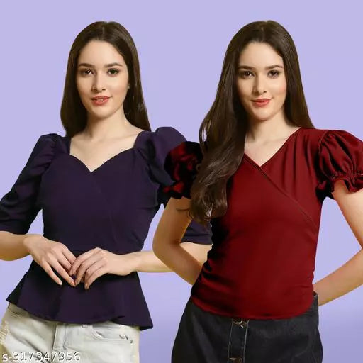 Clasic Casual Fashion Forward Women's Top - Pack of 2