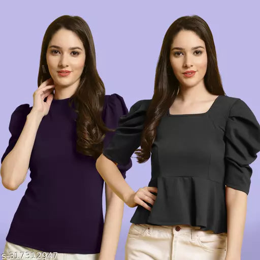 Clasic Casual Fashion Forward Women's Top - Pack of 2