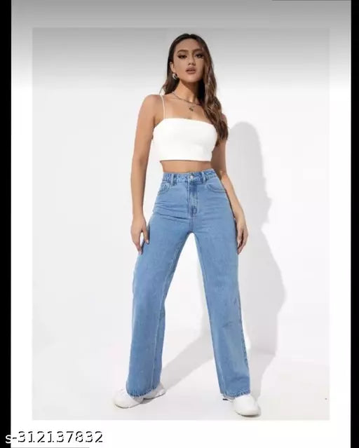 SAANU'S FASHION - STYLISH WIDE LEG DENIM JEANS FOR GIRLS & WOMEN