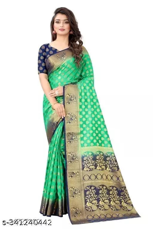 Morpich Fashion Nylon Banarasi Silk Same Border Saree