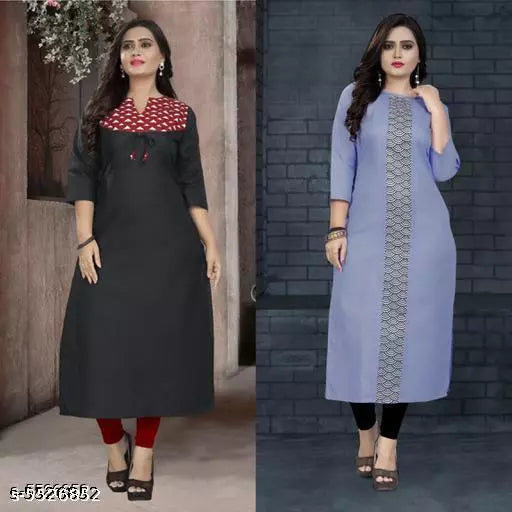 Women's Printed Black Cotton Kurti