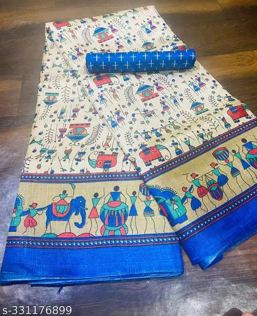 WARLI PRINT KHAADI SILK BLENDED SAREE