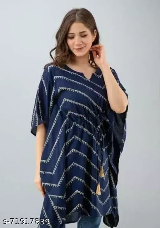womens Rayon Printed kaftan partywear kaftan kaftan type top festival wear jeans kaftan trendy wear