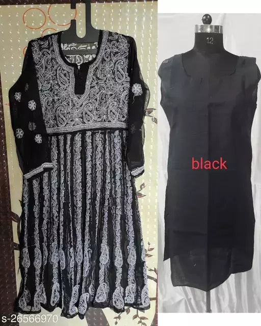 Handwork Chikankari Chiffon boota jaal with inner.