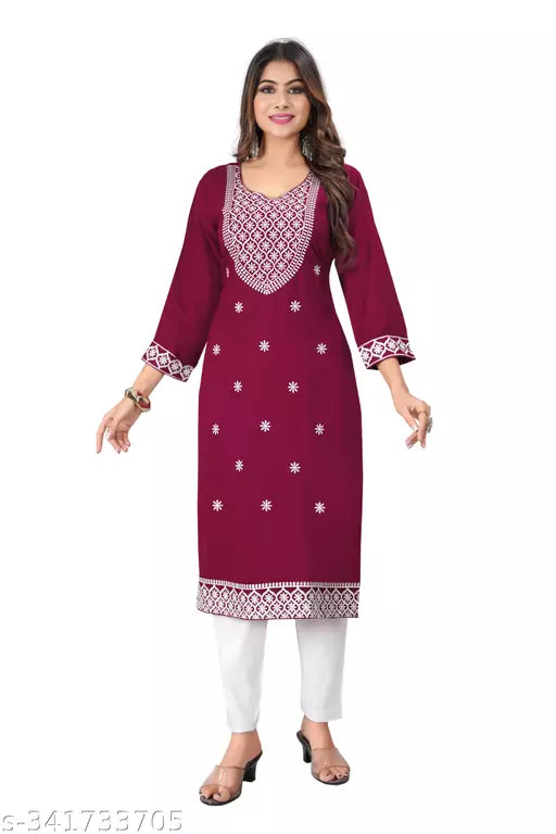 Trendy Reyon Slub Fabric Kurti With Bottom Pant