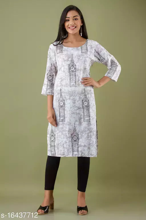 Mialo cotton watch print staright kurta.