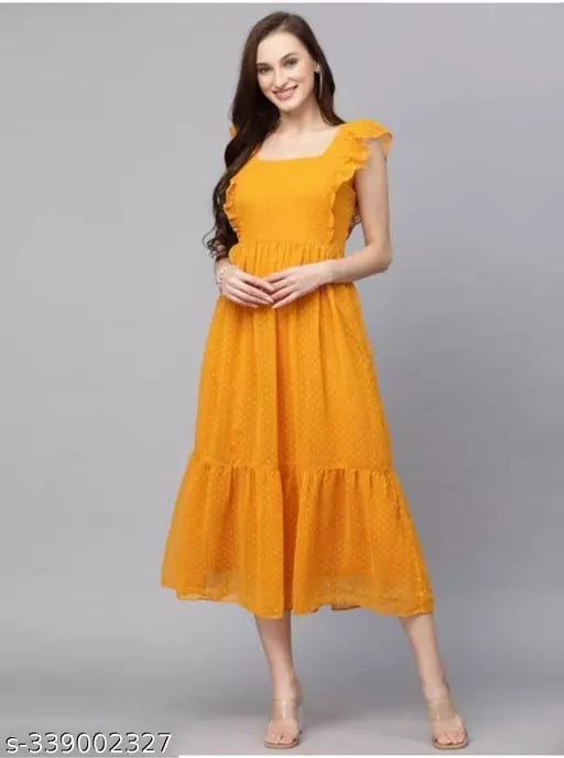 Trendy Georgette Butta Dress For Girls Womens