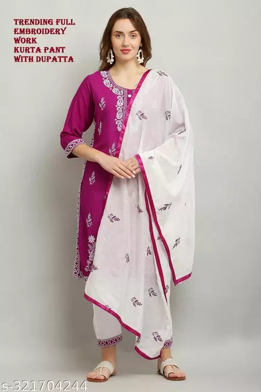 BEST EMBROIDERY WORK KURTA AND PANT SET