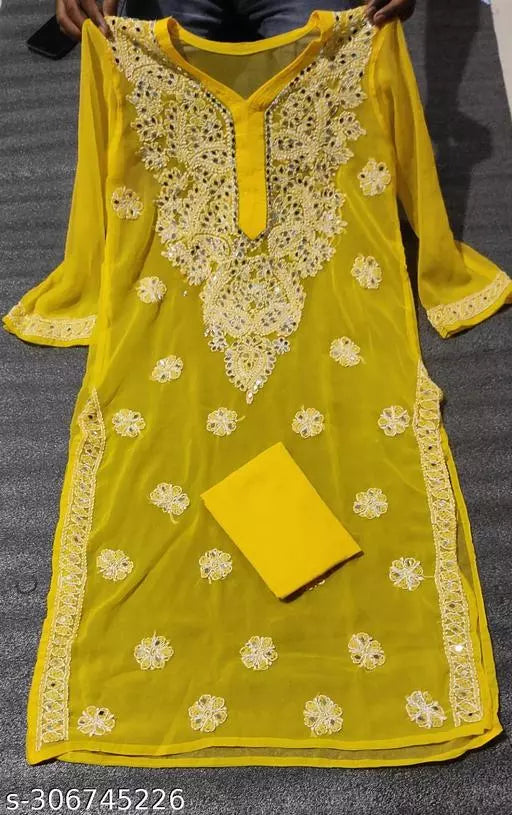 MIRROR WORK CHIKANKARI KURTI WITH INNER