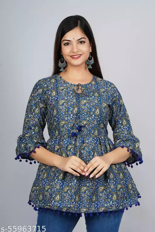 womens printed Cotton Kalamkari top