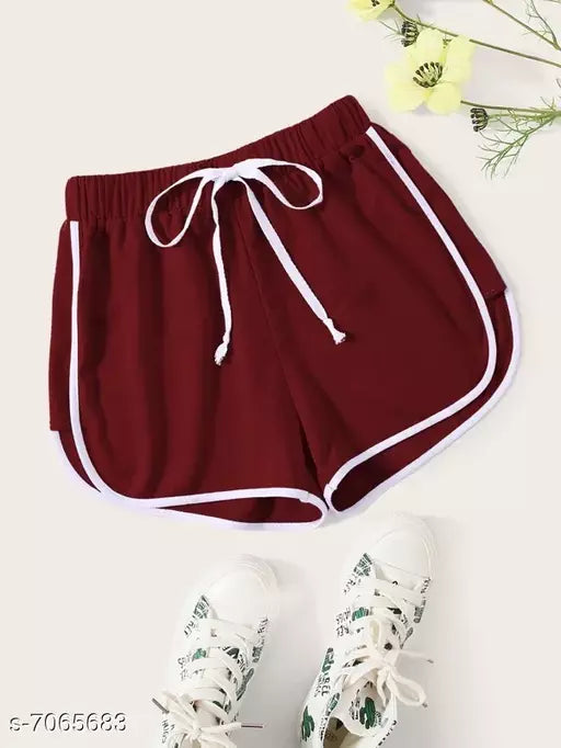 Vivient Women Maroon Hosery Short