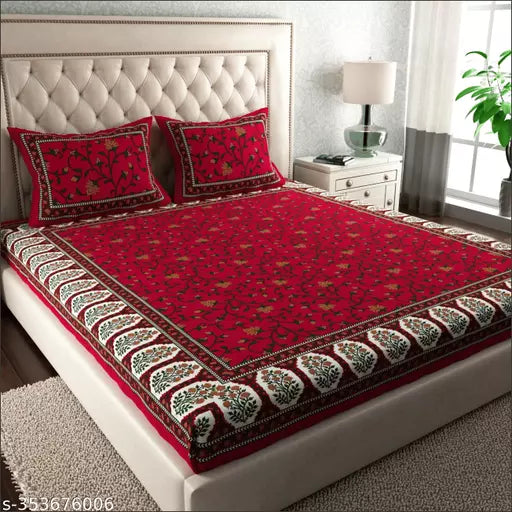 Pure Cotton Jaipuri Double Bedsheet With 2 Pillow Cover