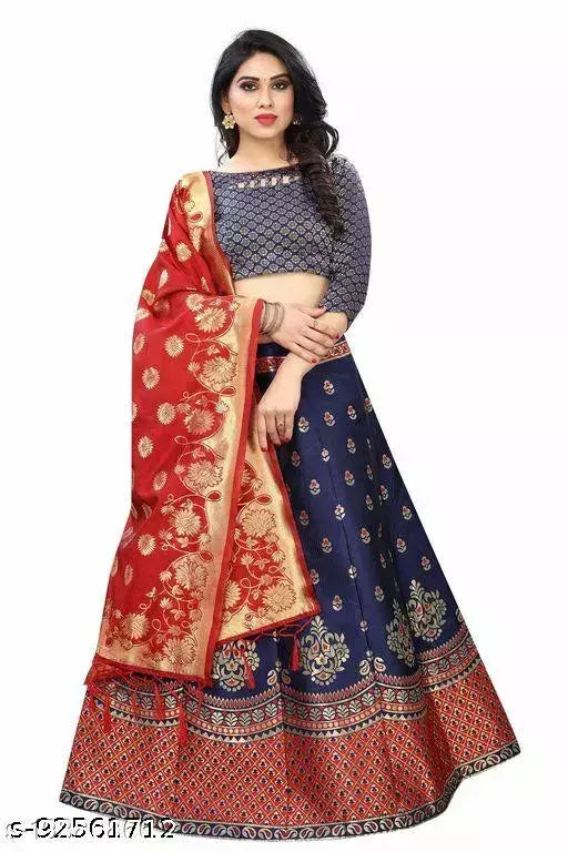 BANARASI LEHENGA CHOLI WITH BLOUSE (UN-STITCHED) BY VAIDIK ETHNIC