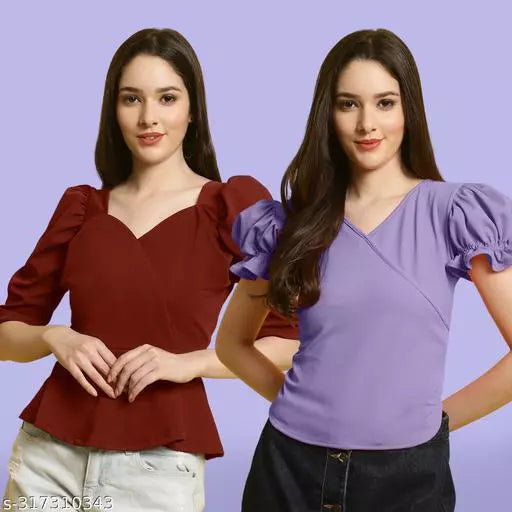 Clasic Casual Fashion Forward Women's Top - Pack of 2