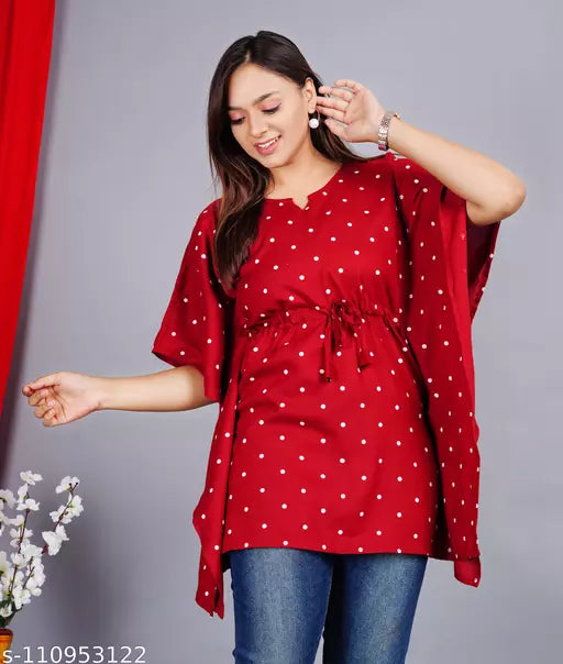 Stylish Rayon Printed women Mahrun Dota Kaftan Top