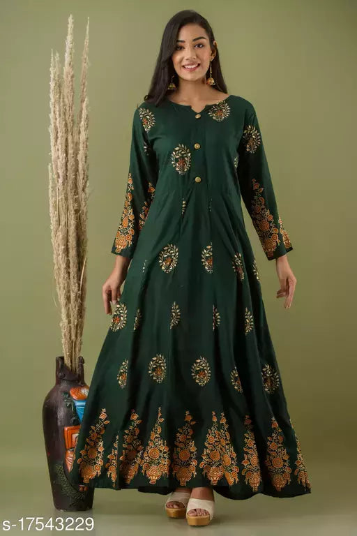 Mialo green circle anarkali kurta.