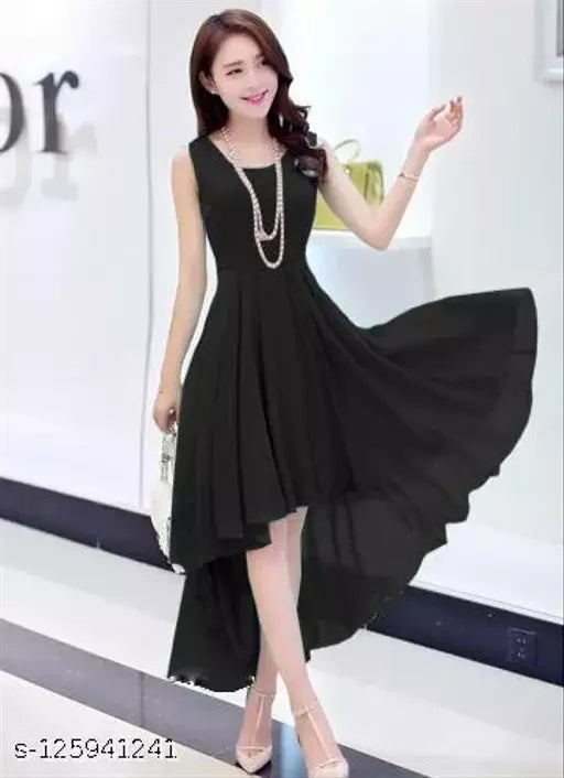 Vivient Women Black High Low Dress
