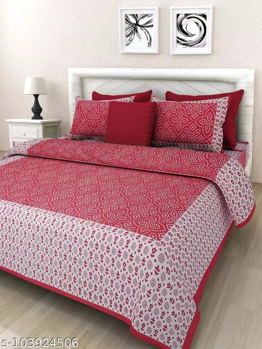 Double Pure Cotton Bedsheet With 2 Pillow Covers