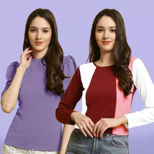 Clasic Casual Fashion Forward Women's Tops - Pack of 2