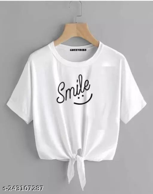 women printed V neck t-shirt