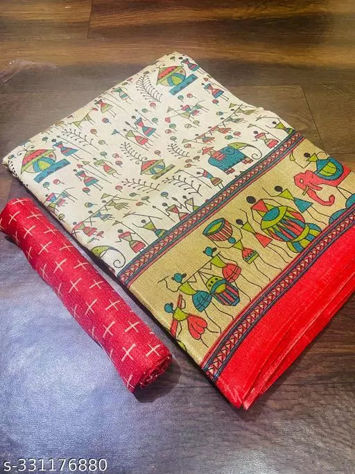 WARLI PRINT KHAADI SILK BLENDED SAREE