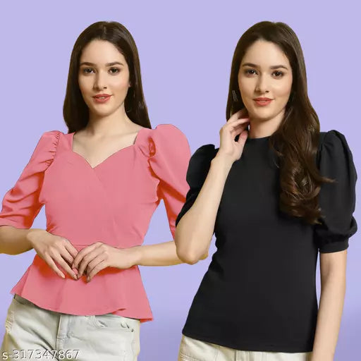 Clasic Casual Fashion Forward Women's Top - Pack of 2