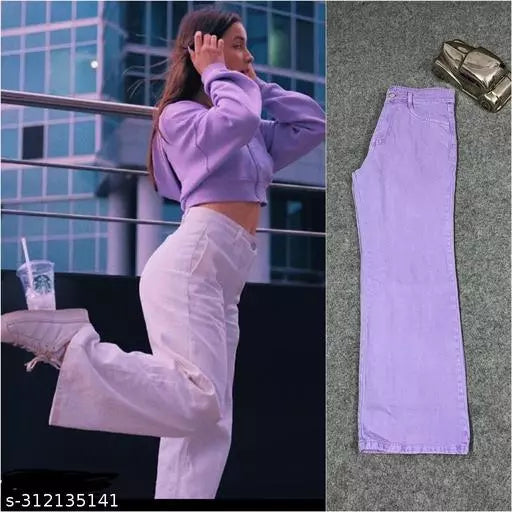 SAANU'S FASHION - STYLISH WIDE LEG DENIM JEANS FOR GIRLS & WOMEN