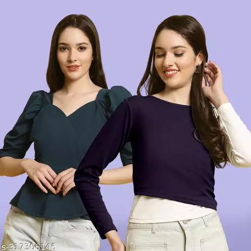 Clasic Casual Fashion Forward Women's Top - Pack of 2