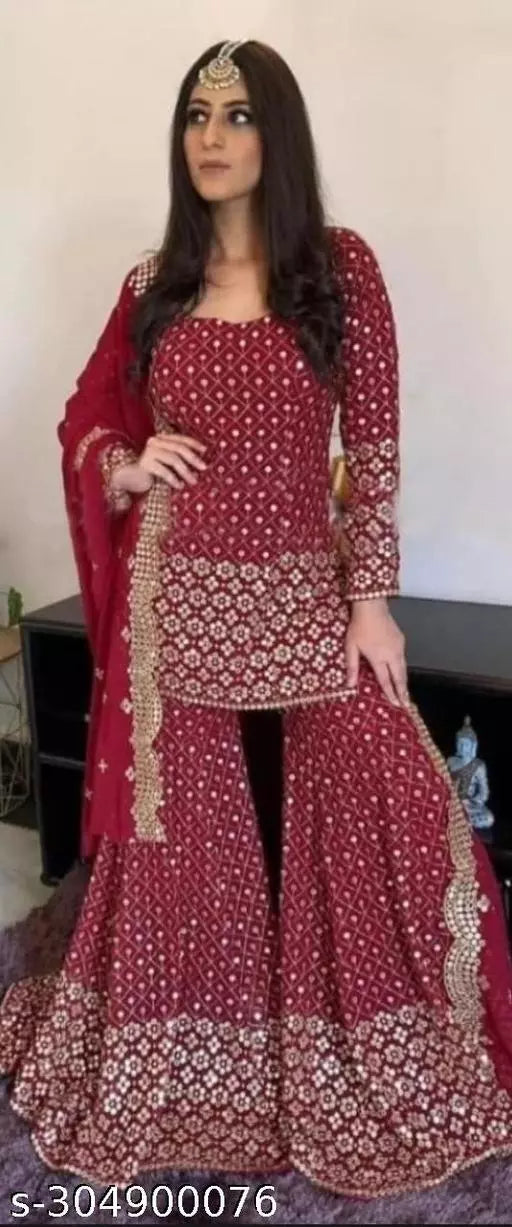 Aagyeyi Sensational Salwar Suits & Dress Materials New hit Fancy Garara Georgette 9mm Heavy sequence Work Wear Suit Like Party Wear Garara suit