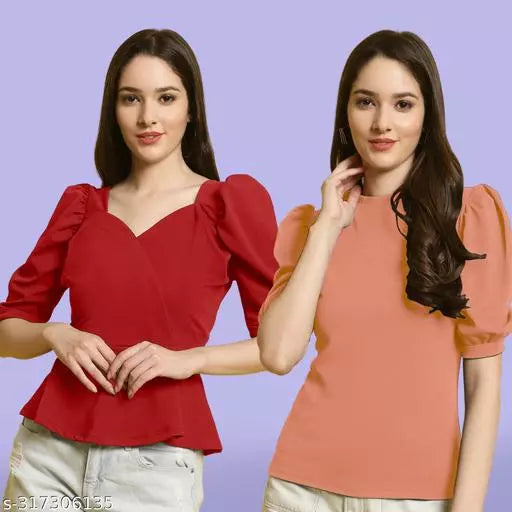 Clasic Casual Fashion Forward Women's Top - Pack of 2