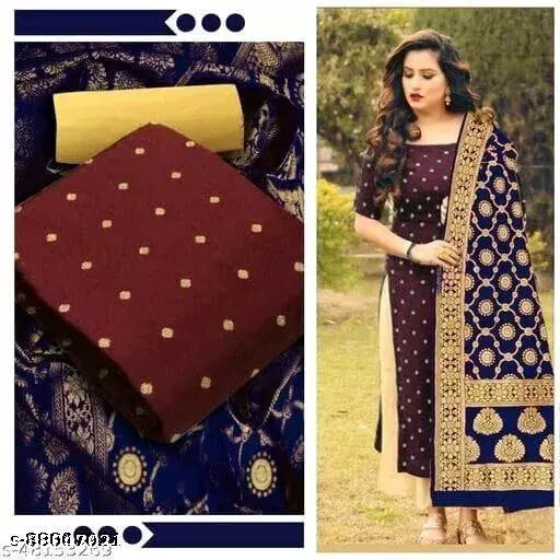 New Banarasi Silk Dress Material With Dupattas