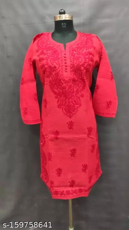 Side Carry Design Aari Cotton Kurti Special Size.