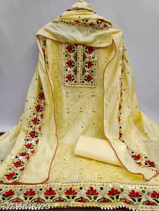 Chanderi Cotton Unstiched Salwar Suit And Dress Materials