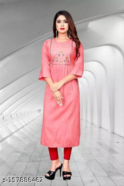 Women's Embroidery Printed Rayon Kurti