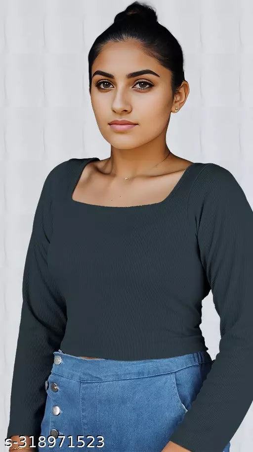 Women's Solid Cotton Rib Knit Crop Tank Top