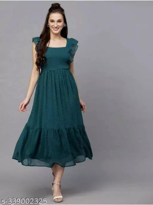 Trendy Georgette Butta Dress For Girls Womens