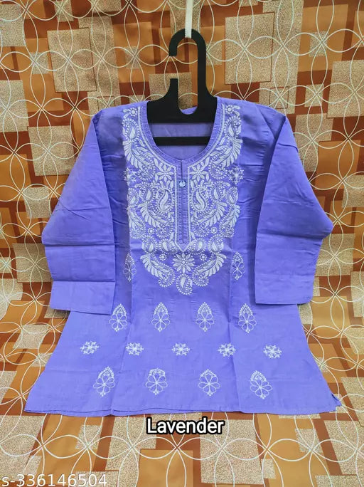 Chikankari Short Tops & Tunics Kurtis.