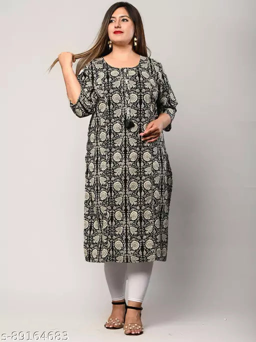 Swasti Plus Size Women Printed Pure Cotton Straight Kurta
