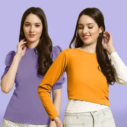 Clasic Casual Fashion Forward Women's Top - Pack of 2
