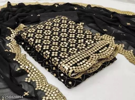 Aagyeyi Sensational Salwar Suits & Dress Materials Georgette 9mm Heavy sequence Work Wear Suit Like Party Wear Garara suit Black Colour