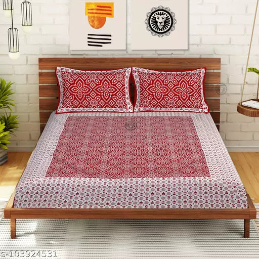 Double Pure Cotton Bedsheet With 2 Pillow Covers